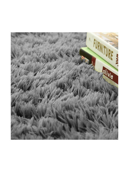 Strado Carpets Rutschfest Teppich Rund Synthetisch,Polyester/Cotton/Leather Silverfur (light Gray)