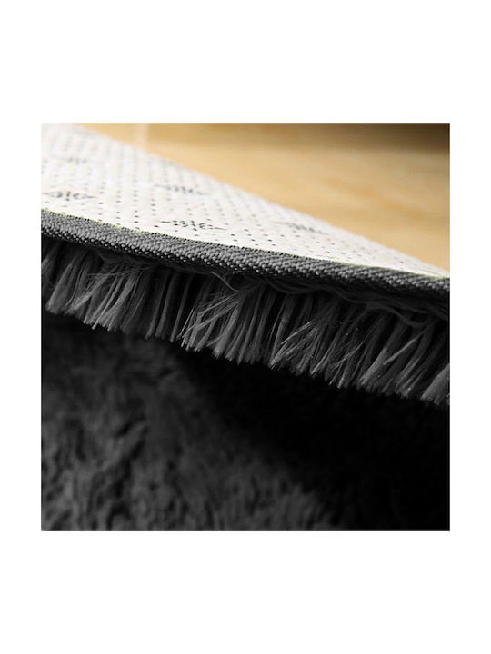 Strado Carpets Αντιολισθητικό Χαλί Στρογγυλό Shaggy Μαύρο Φ80cm