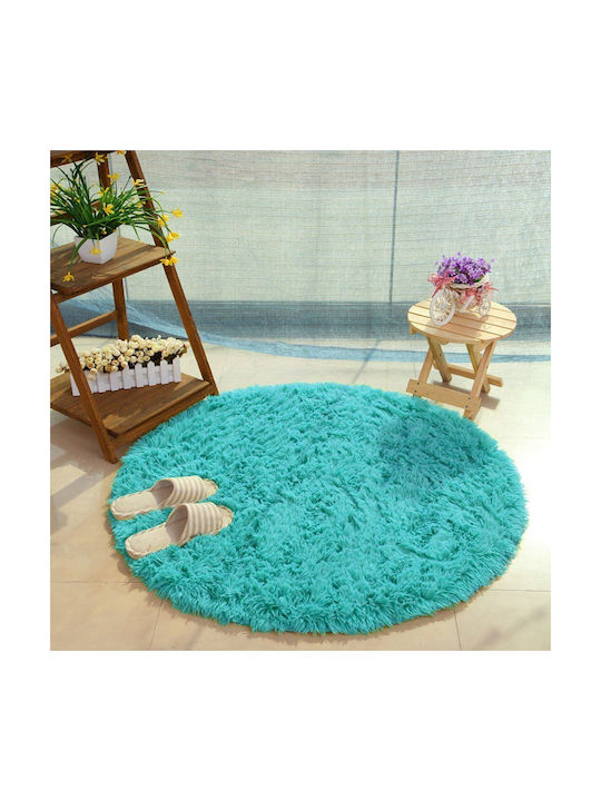 Strado Carpets Αντιολισθητικό Χαλί Στρογγυλό Shaggy Turquoise Φ120cm
