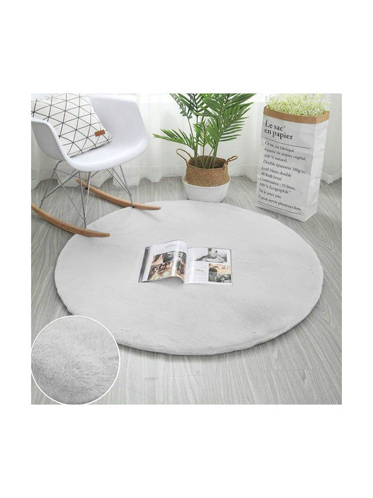 Strado Carpets Anti-slip Rug Round Shaggy White