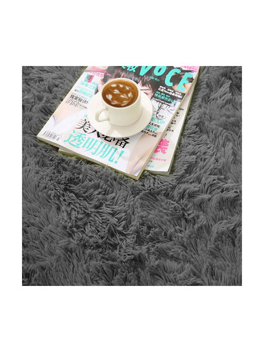 Strado Carpets Anti-slip Rug Round Shaggy Grey