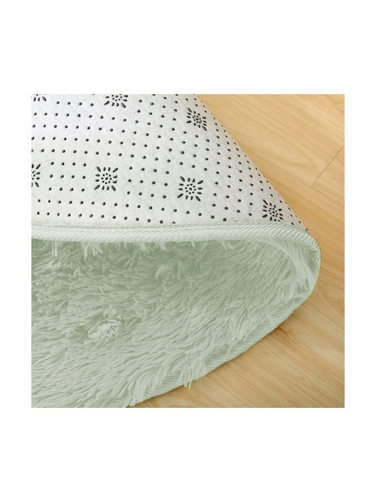 Strado Χαλί Στρογγυλό Shaggy White Lime Φ120cm