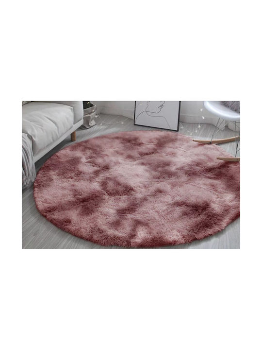 Strado Carpets Χαλί Στρογγυλό Shaggy Pink Φ200cm