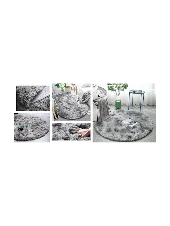 Strado Carpets Rug Round Shaggy Silver