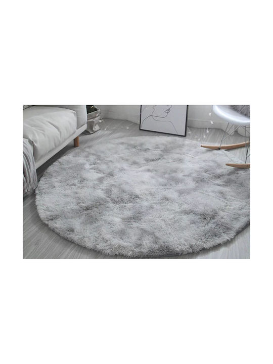 Strado Carpets Rug Round Shaggy Silver