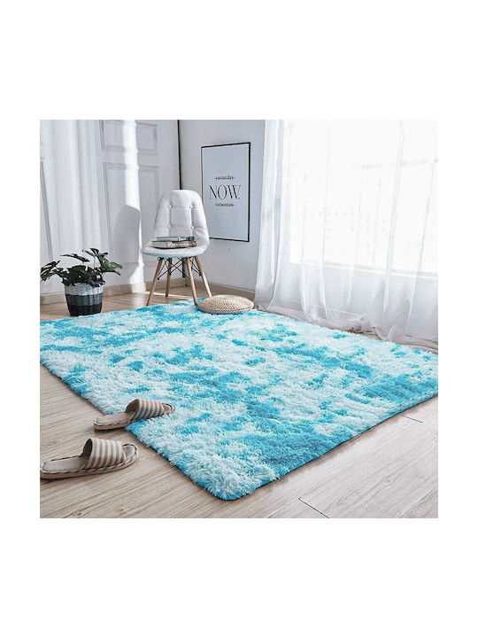 Strado Carpets Anti-slip Rug Rectangular Shaggy Blue