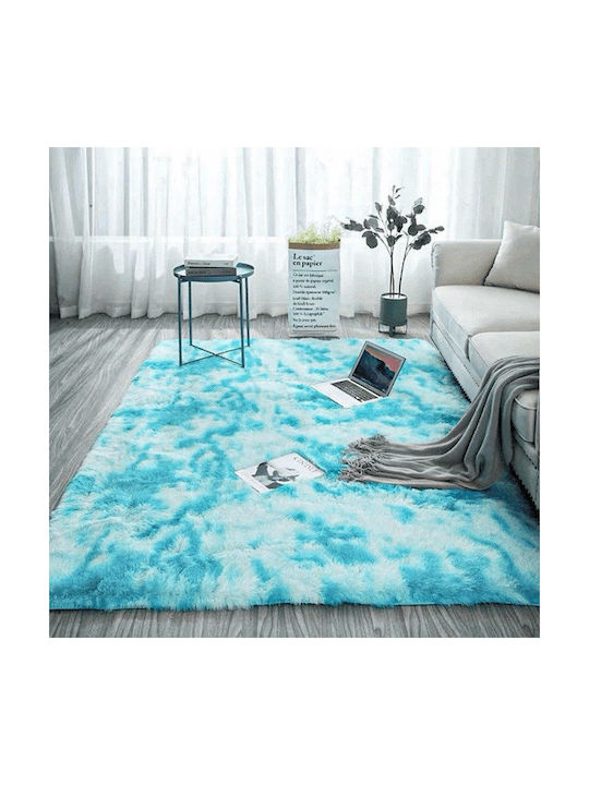 Strado Carpets Anti-slip Rug Rectangular Shaggy Blue