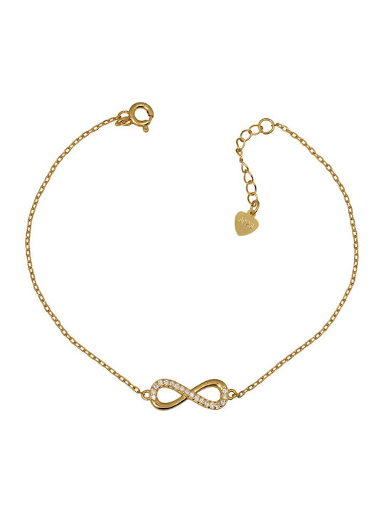 Damen Armband mit Design Unendlichkeit aus Silber Vergoldet mit Zirkon