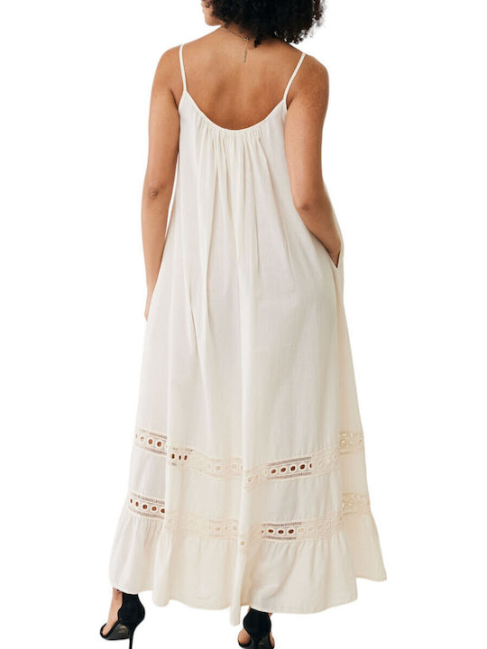 Καλοκαιρινό Maxi Φόρεμα με Βολάν Off White