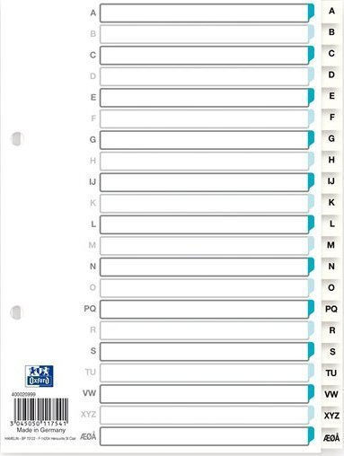 Elba Elba 400020999 Binder Alphabetic Tab Index Polypropylene PP White Portrait A