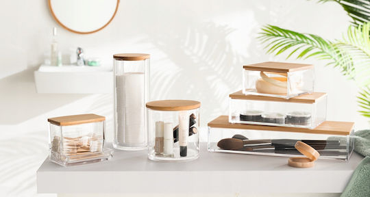 5Five Tabletop Cotton Holder Bamboo Transparent