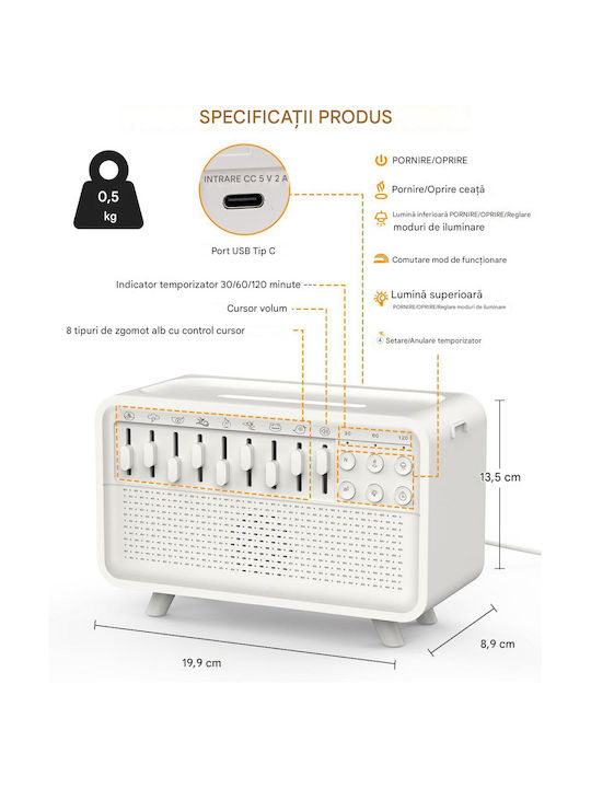 Lumini LED Dispozitiv de aromaterapie cu temporizator Alb 200ml
