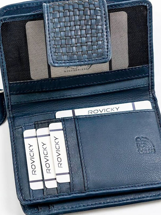 Естествена Кожа Дамски Портфейл с RFID Тъмносин