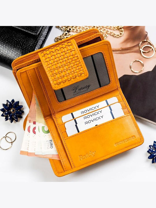 Естествена Кожа Дамски Портфейл с RFID Оранжев