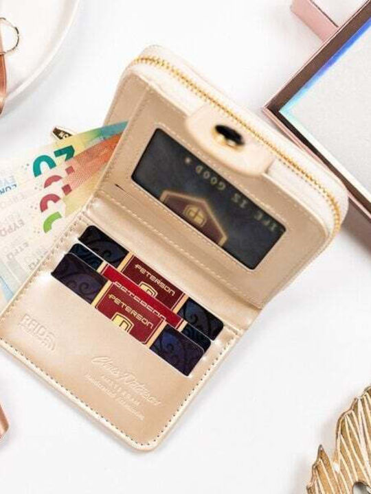 Small Women's Wallet with RFID Beige
