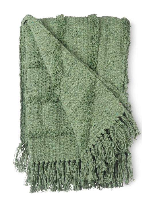 Gift Decor Pătură Canapea Cu Franjuri 135x150cm Verde