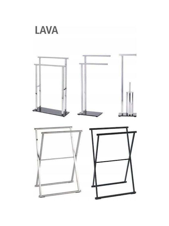 Wenko 237091121 Double Floor Standing Bathroom Freestanding Towel Rack ​35x80.5cm Inox Black