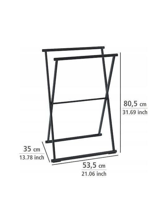 Wenko 237091121 Double Floor Standing Bathroom Freestanding Towel Rack ​35x80.5cm Inox Black