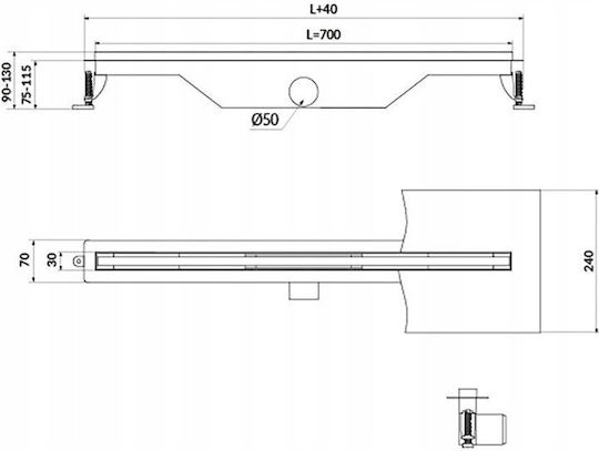 Cersanit Channel Shower Gray
