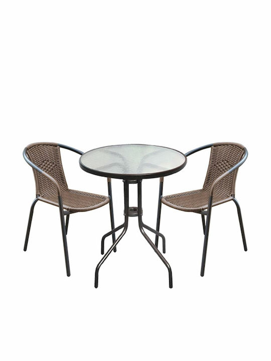 Baleno 3 Pieces Dining Set for Small Outdoor Spaces Anthracite E240