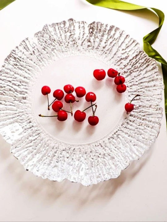 Glass Christmas Platter 30 Cm Silver