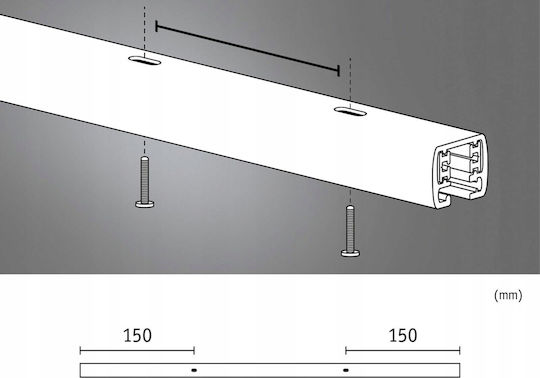 Urail Rail System Paulmann 0.5m 230V White Ral9003 Metal