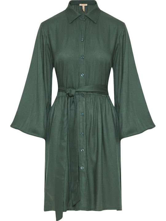 Mini Rochie-Cămașă Verde