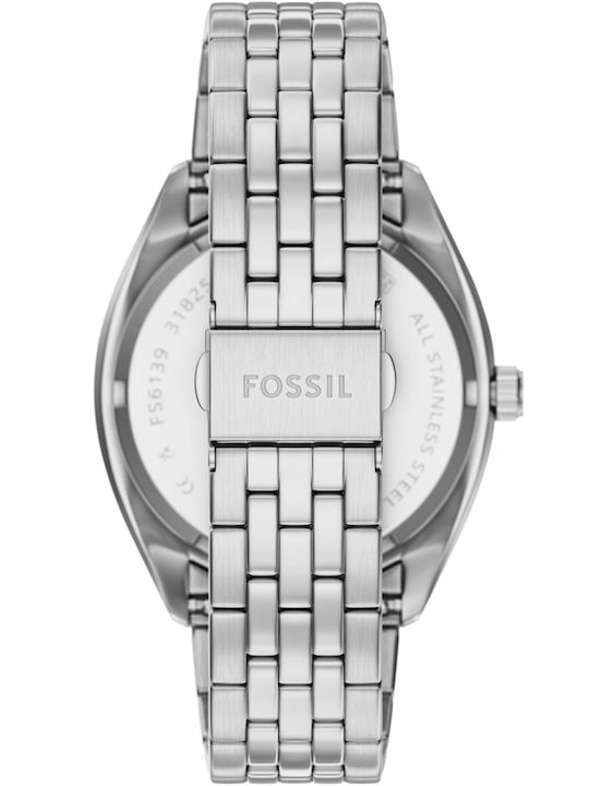Fossil Three Ανδρικό Ρολόι Μπαταρίας με Ασημί Μεταλλικό Μπρασελέ