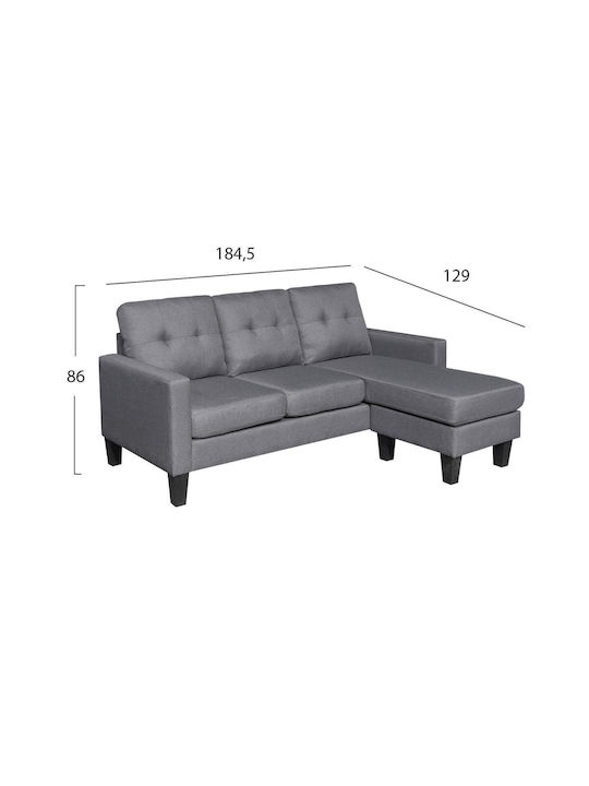 Meggy Corner Couch with Reversible Angle Grey 184.5x129x86 cm