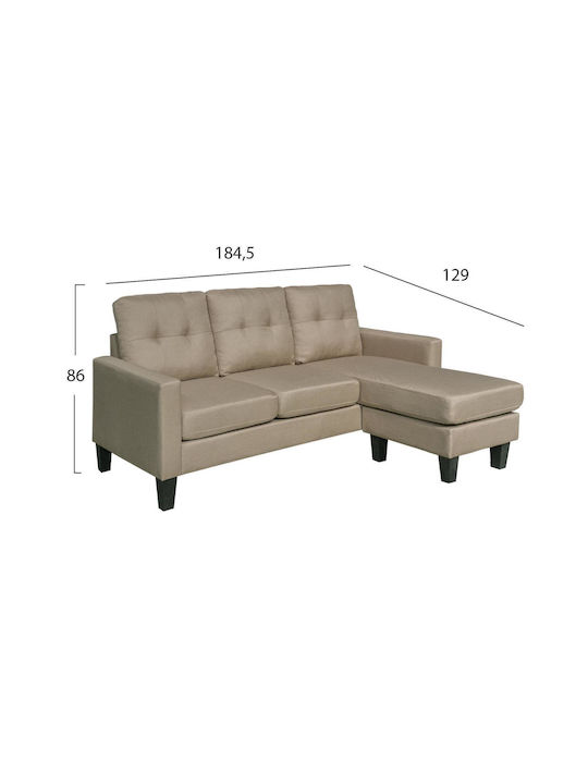 Meggy Corner Couch with Reversible Angle Beige 184.5x129x86 cm