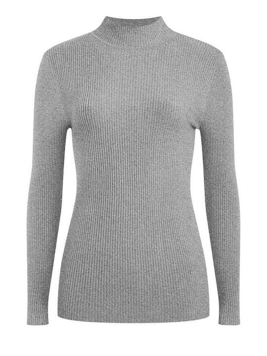 Celestino Γυναικεία Μπλούζα Ριπ Βισκόζη Slim Fit Γκρι