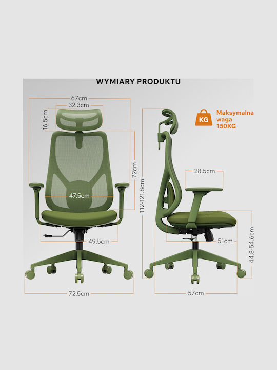 Office Chair with Adjustable Arms Green SENSE7