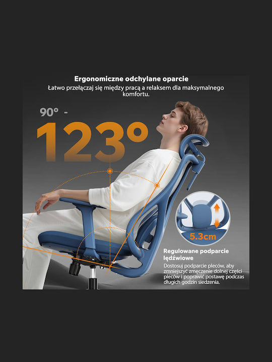 Office Chair with Adjustable Arms Navy Blue SENSE7