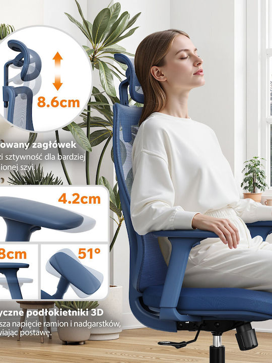 Office Chair with Adjustable Arms Navy Blue SENSE7