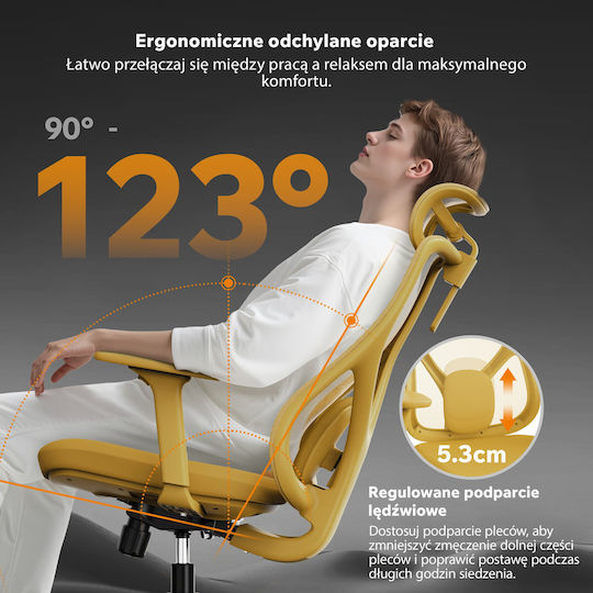 SENSE7 Moyo Scaun De Birou Cu Brațe Reglabile Galbene