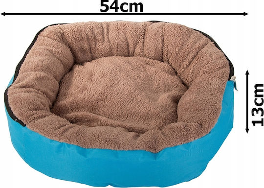 Pat Pentru Câini și Pisici Zola Husă Detașabilă 54 X 13 Cm Material Moale Rotund Albastru Maro