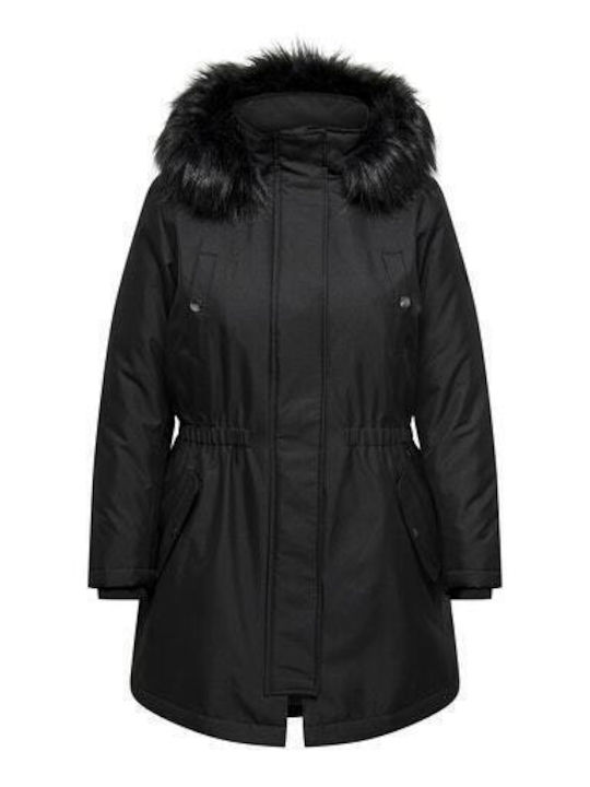 Women's Parka Jacket for Winter with Hood Black