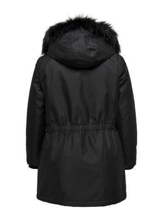Women's Parka Jacket for Winter with Hood Black