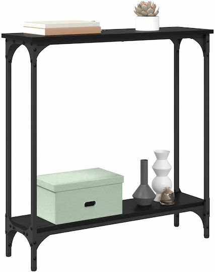 Console Table Wood & Metal Black Beech L75xW22.5xH75cm