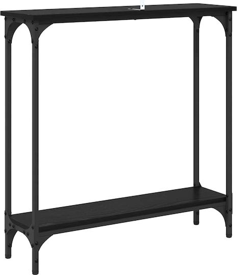 Console Table Wood & Metal Black Beech L75xW22.5xH75cm