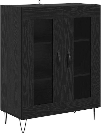 Πλαϊνό Γραφείο Artisan Oak Подов Витрина за хол от ПДЧ със Стъкло 69.5x34x90см