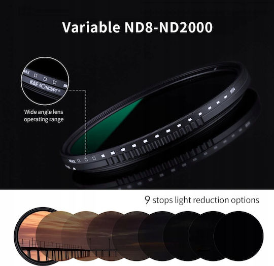 K&F Filter ND 58mm Adjustable Gray Fader ND8-ND2000 KF 101381 8870783 6936069281774