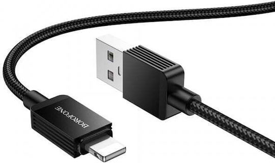 Borofone Braided USB-A la Cablu Lightning 18W Negru 1m