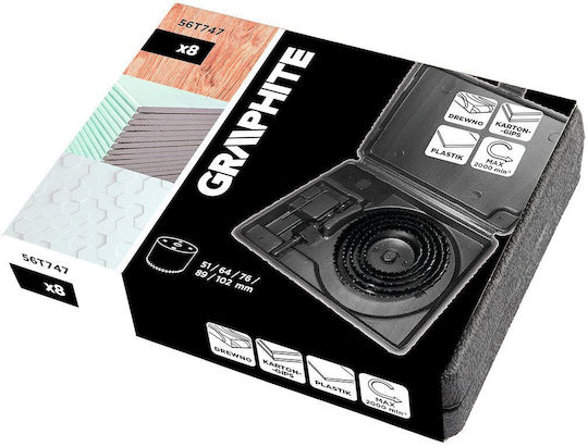 Graphite Σετ Ποτηροτρύπανα Ξηρής Κοπής με Διάμετρο 102mm για Ξύλο
