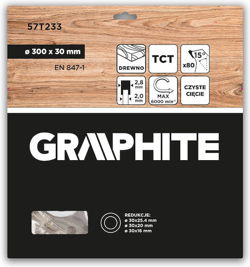 Graphite Schneidscheibe Holz mit 80 Zähnen 300mm
