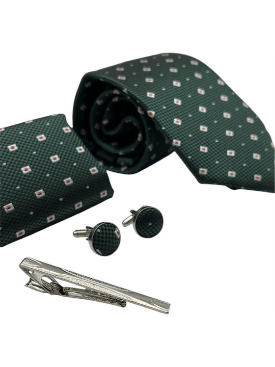 Life Style Butiken Men's Tie Set in Green Color