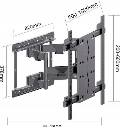 Art AR-92XL Βάση Τηλεόρασης Τοίχου έως 120" Ασημί