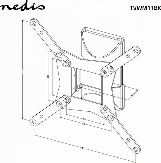 Nedis Wall Mount Lcd Tv 10 32" Load Capacity 30 Kg Tilt ± 15° Rotation 70° Articulating 1 Joint