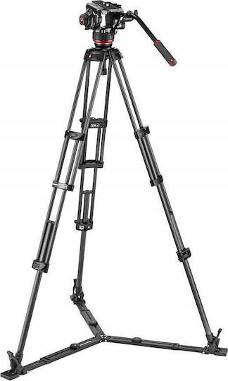 Manfrotto Videostative 504 Video Kopf mit CF Twin Leg aus Carbonfaser und Belastbarkeit 12kg bis 166cm