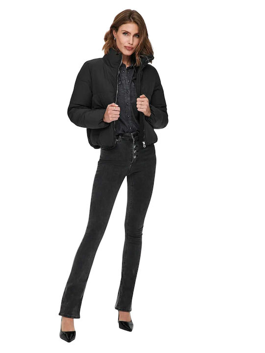 Dolly Crop Γυναικείο Puffer Μπουφάν για Χειμώνα Μαύρο